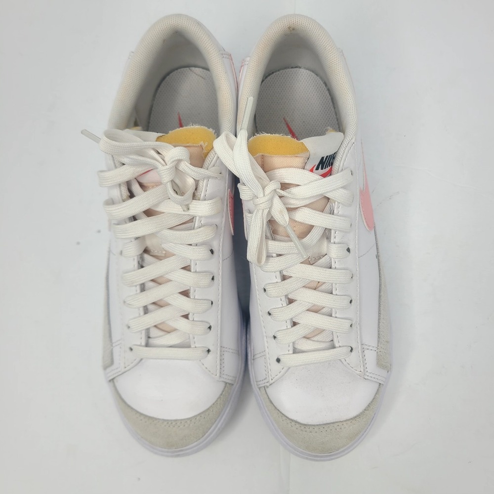 Nike Blazer Low Platform Leather White Pink Glaze Women's Sneakers Shoes 7.5 - Picture 6 of 9
